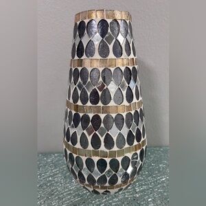 Mirror Glass Mosaic Vase 10” x 4.5” ~A Super Boho Chic accent